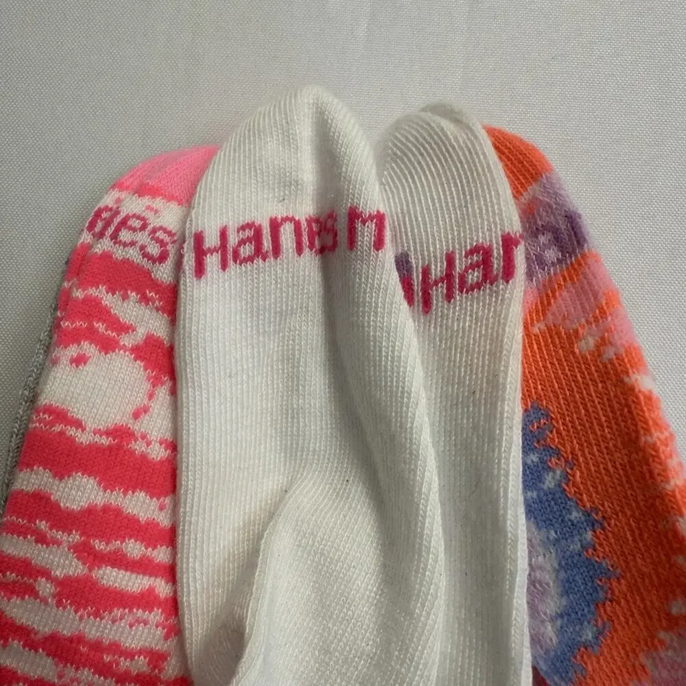 Hanes No Show Socks Girls Medium 10.5-4 Multicolored Cushion 5 pair